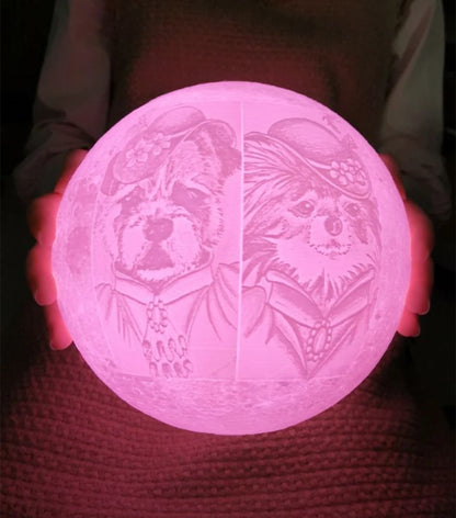 Photo/Text Custom 3D Printing Moon Lamp Night Light Customized Personalized Lunar USB Rechargeable Lamp Touch/Tap/Remote Switch