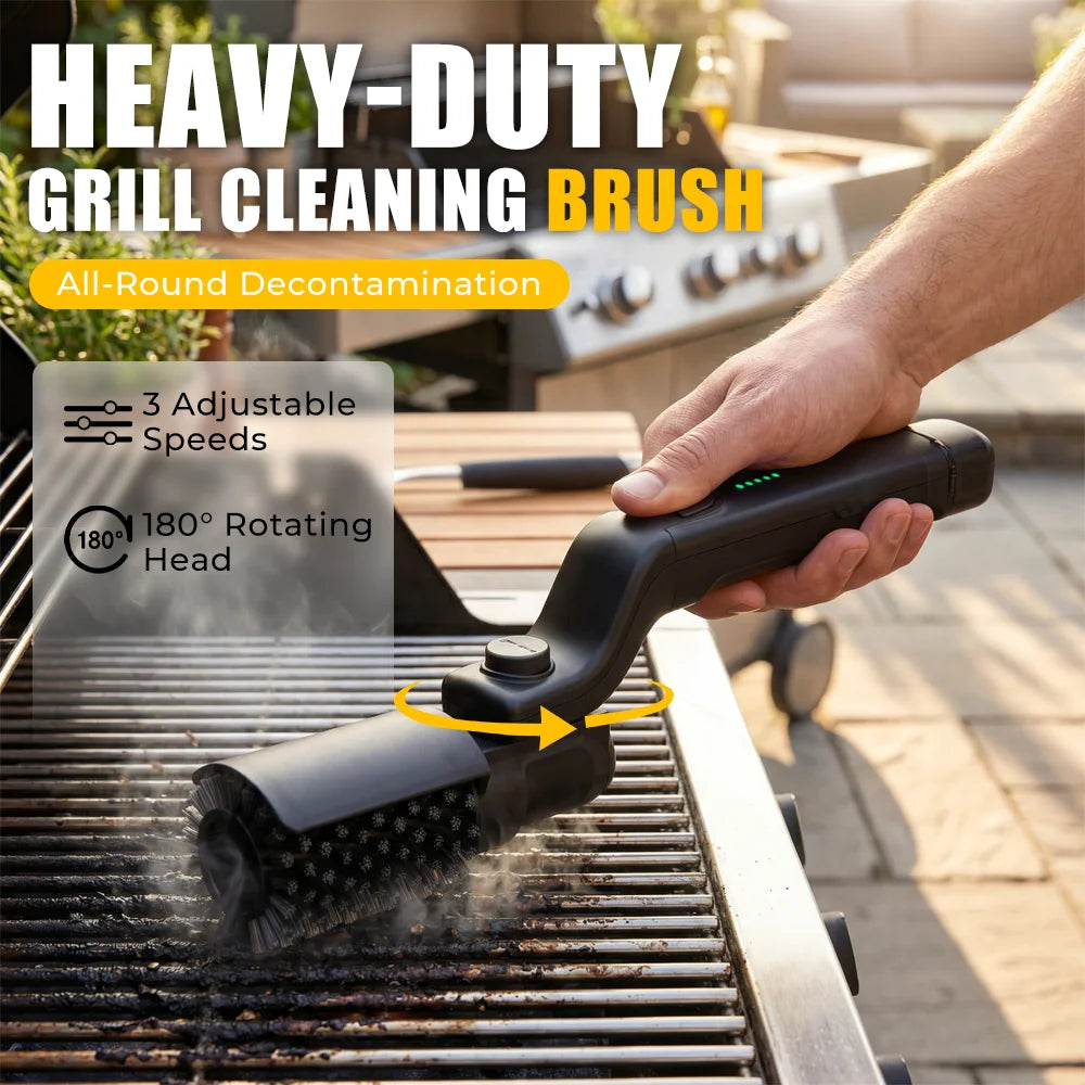 Electric BBQ Grill Brush with 3-Speed Settings