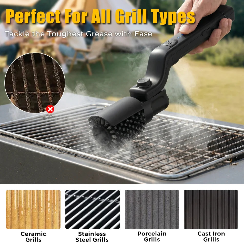 Electric BBQ Grill Brush with 3-Speed Settings