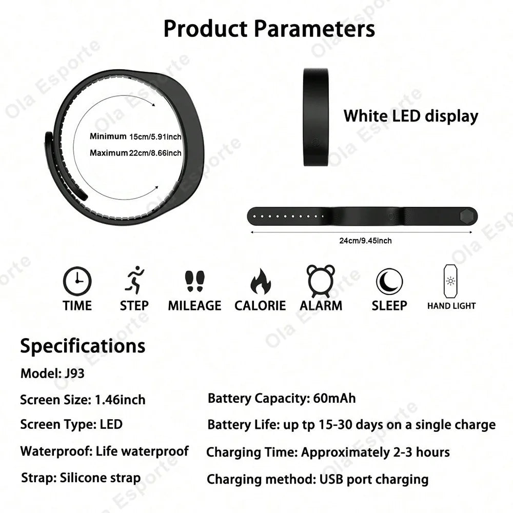 Smart Bracelet Fitness Tracker Step Counter & Sleep Monitor Activity Tracker Pedometer Calorie Counter Alarms Men Women 55020FUD