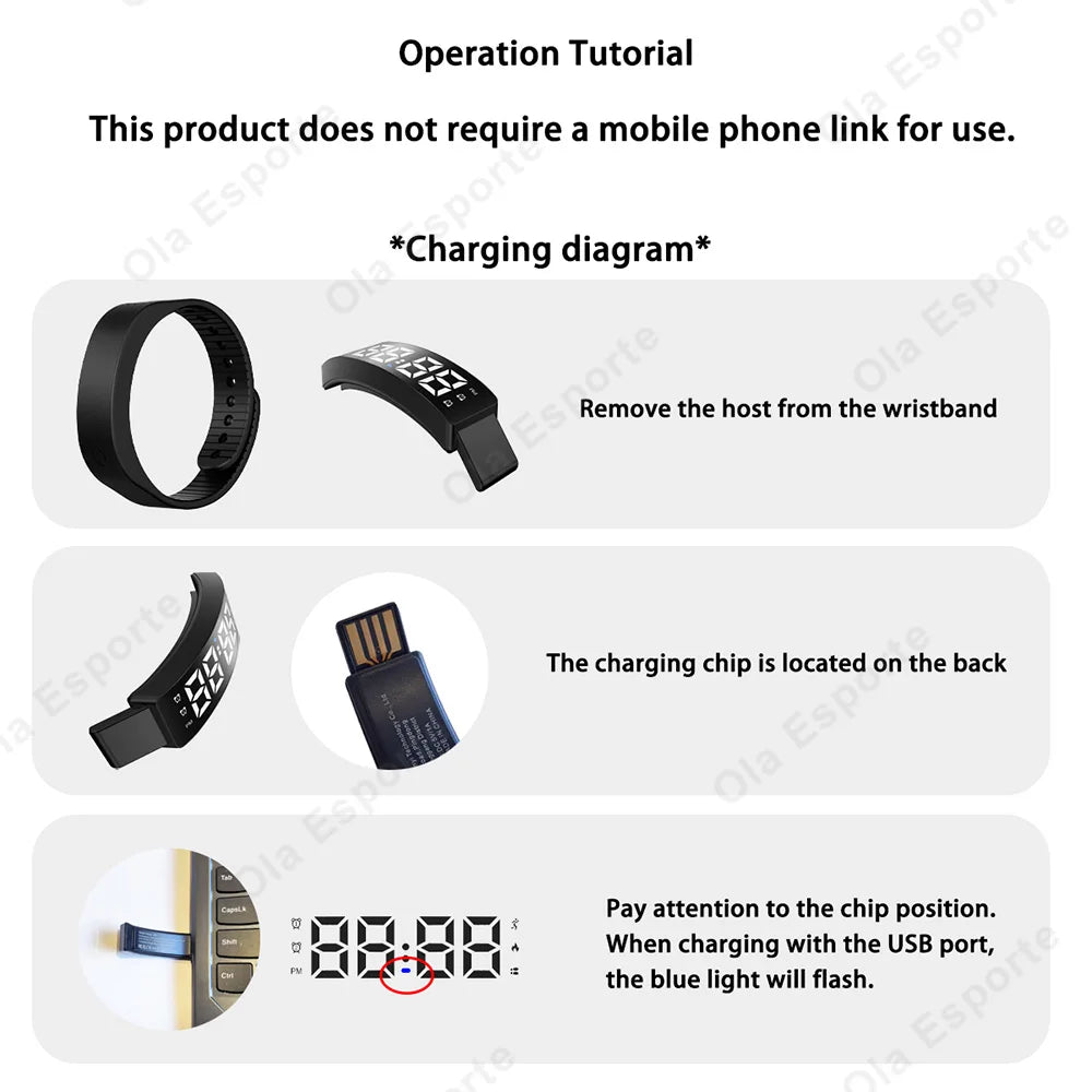 Smart Bracelet Fitness Tracker Step Counter & Sleep Monitor Activity Tracker Pedometer Calorie Counter Alarms Men Women 55020FUD