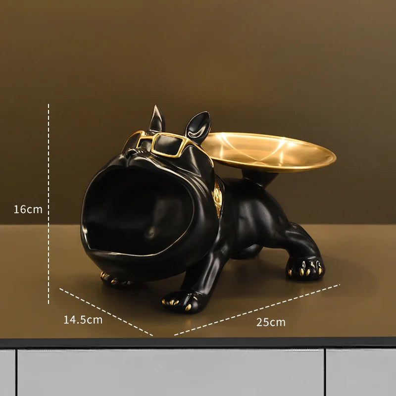 Resin Dog Statue Bulldog Statue Storage Tray Animal Decoration Resin Craft Art Sculpture Statue Dog Sculpture Home Decoration