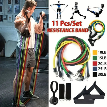 Clearance_11pcs/Set Pull Rope, Resistance Bands, Portable Fitness Equipment, Ankle Strap, Chest Expander, Elastic Exercise Band_