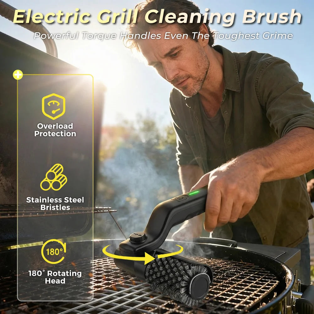 Electric BBQ Grill Brush with 3-Speed Settings
