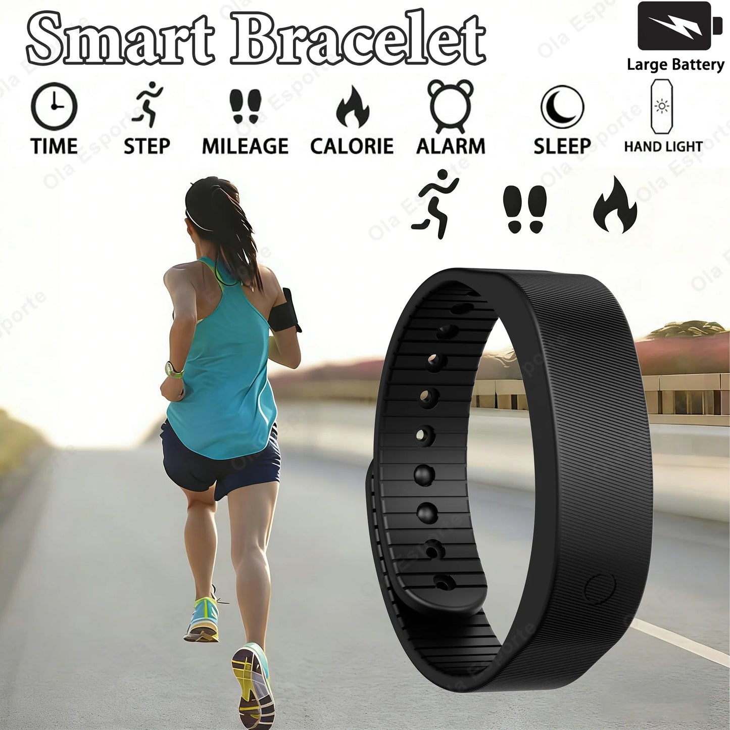 Smart Bracelet Fitness Tracker Step Counter & Sleep Monitor Activity Tracker Pedometer Calorie Counter Alarms Men Women 55020FUD